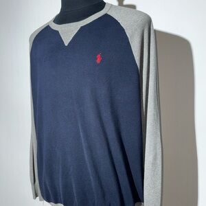 Big & Tall Polo by Ralph Lauren Men's Blue and Gray Crewneck Sweater 2XB